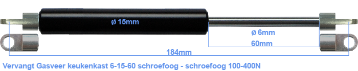 Gasveer keukenkast 6-15-60 schroefoog - schroefoog 100-400N